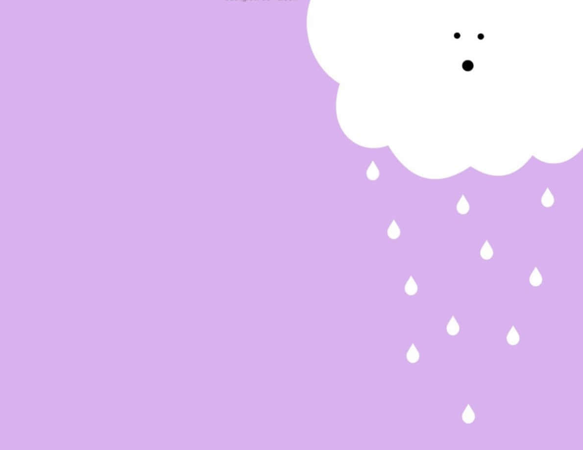 一朵驚訝的卡通雲在紫色背景上下雨。 — 下雨 GIF 壁紙