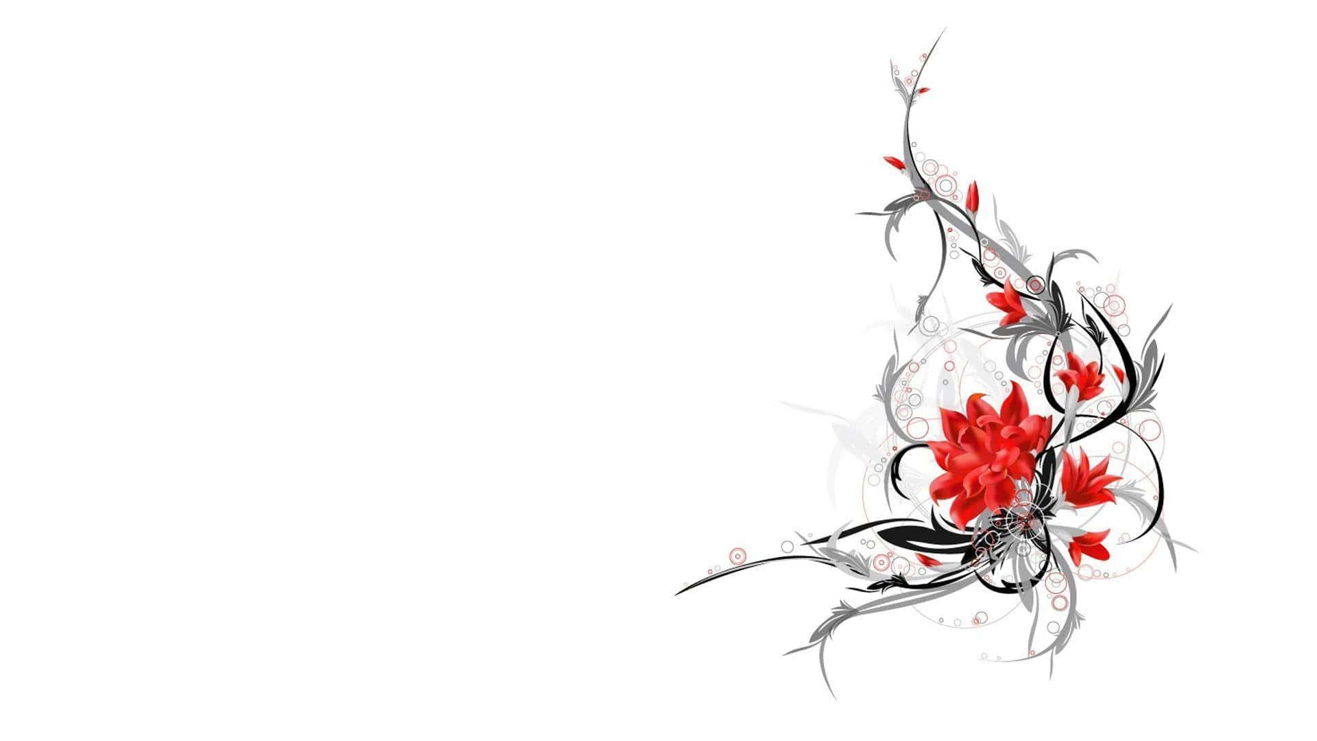 一朵紅花與白色背景 壁紙