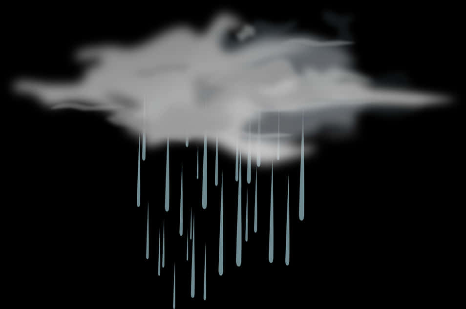 雲朵 桌布 壁紙 — 一朵風格化的雲朵在純黑背景上滴落發光的雨滴。
