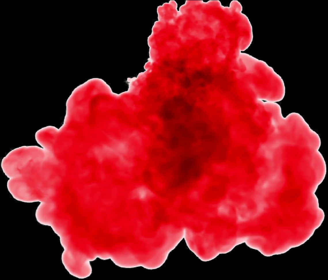 Red Smoke Effect 桌布 壁紙 — 一朵鮮豔的紅色墨水花在純黑色背景上綻放，帶有柔和的漸變和有機邊緣。