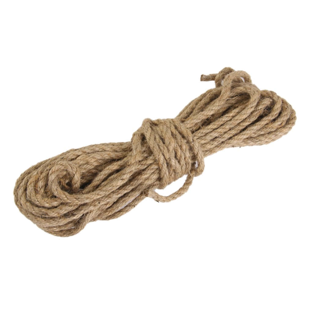 rope 桌布 壁紙 — 一束粗天然纖維繩索，盤繞成圈，在純白背景上呈現清晰紋理。