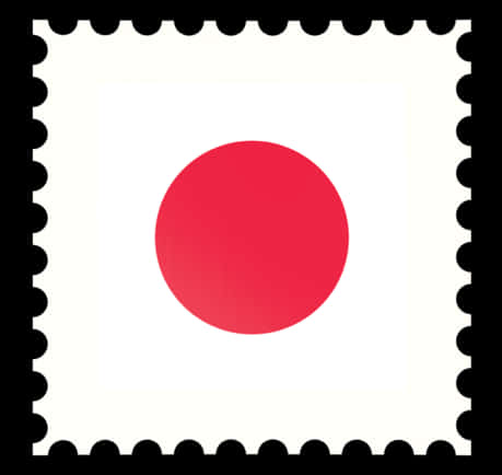 Stamp 桌布 壁紙 — 一枚極簡主義郵票，中央有一個大膽的紅色圓圈，白色背景，黑色穿孔邊緣。