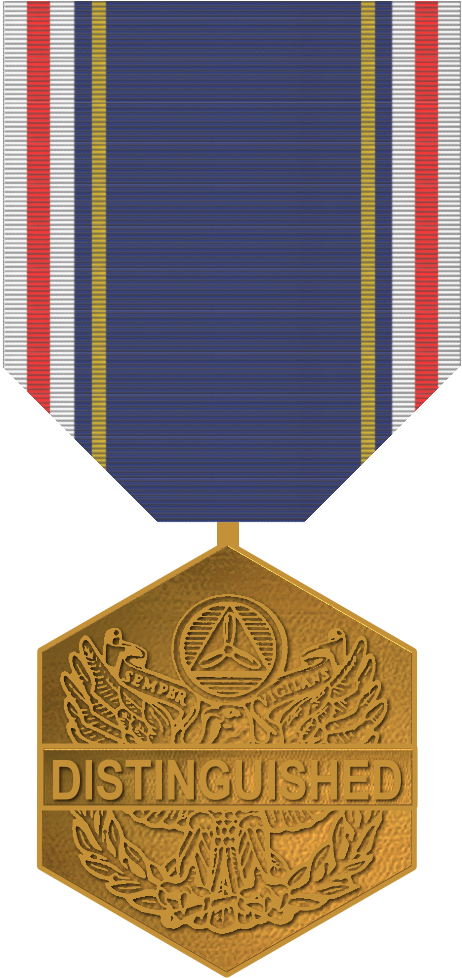 Award 桌布 壁紙 — 一枚金色六邊形傑出服務獎章，帶有鷹翼和月桂花環，懸掛在帶有紅、白、金條紋的藍色絲帶上。