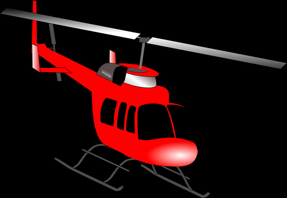 Aircraft 桌布 壁紙 — 一架亮紅色直升機，帶有銀色旋翼葉片和滑雪板，在純黑色背景上滑翔。