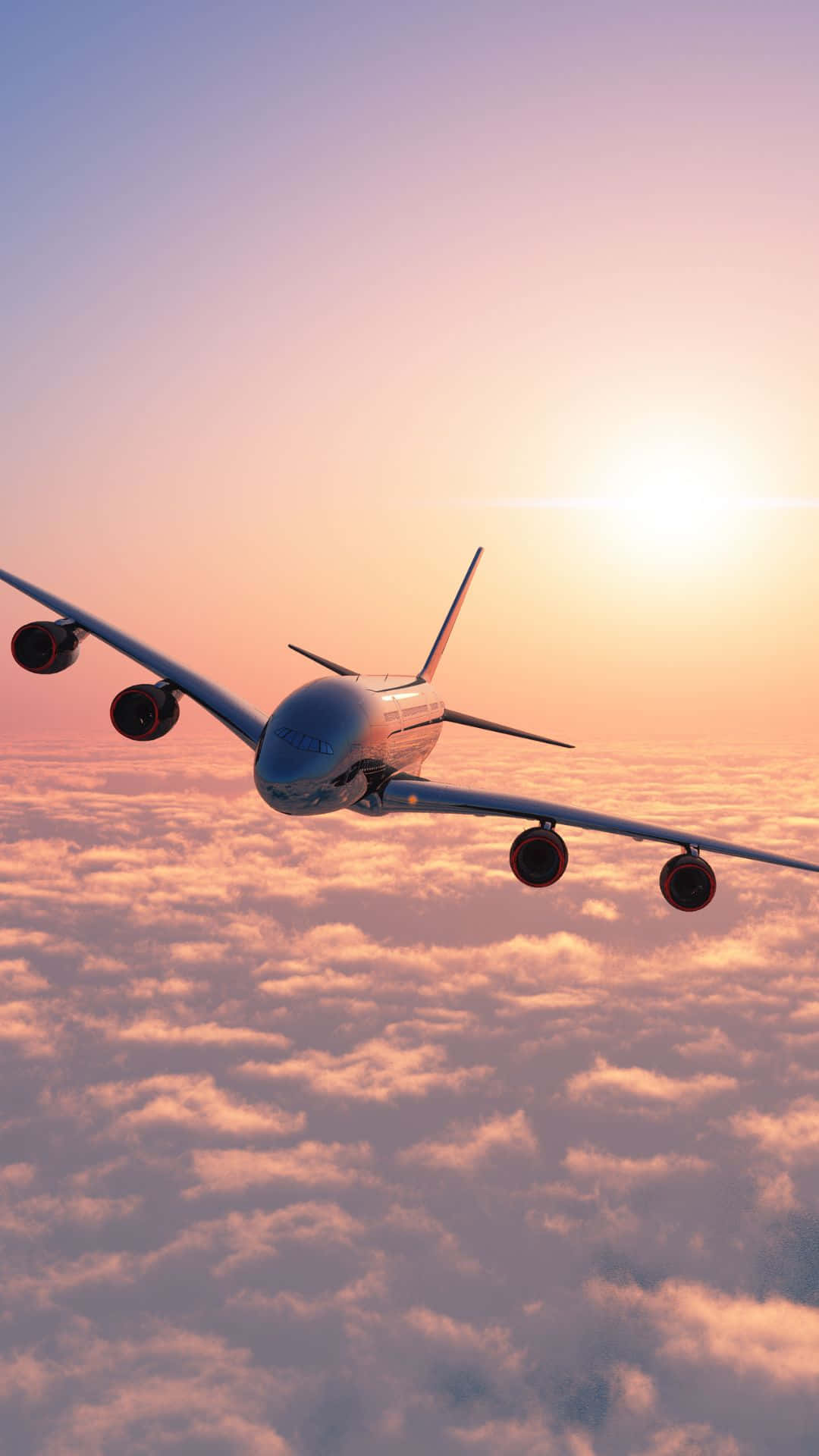 日落時飛機在雲層上方飛行 — 飛機 壁紙