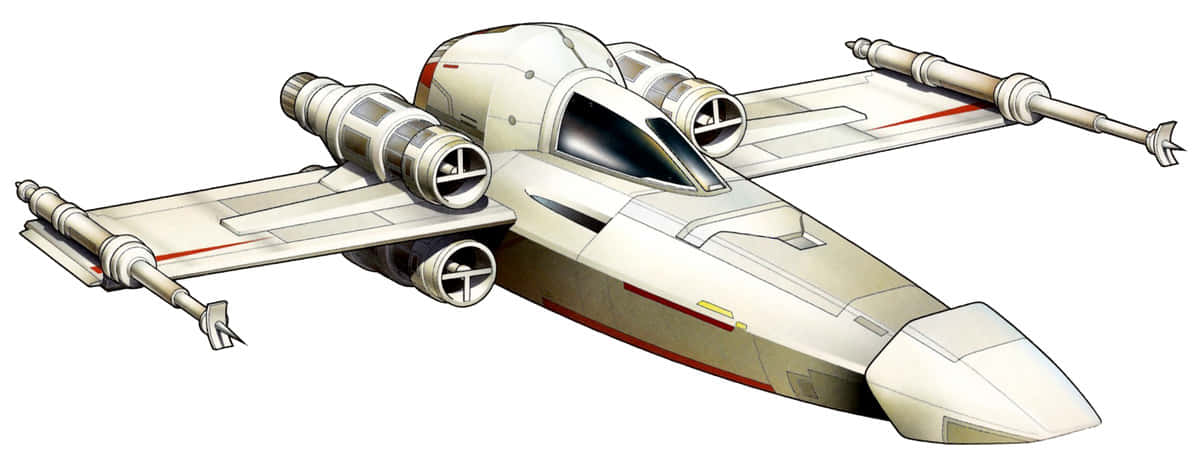 The Z-95 Headhunter 桌布 壁紙 — 一架時尚的白色星際戰機，帶有紅色點綴和四個引擎，在純白色背景上滑行。
