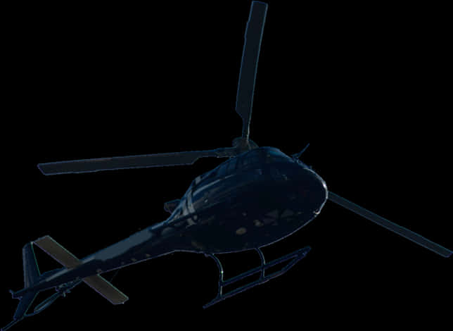Aircraft 桌布 壁紙 — 一架時尚的黑色直升機，在純黑色背景上孤立，機身上有微妙的亮點。