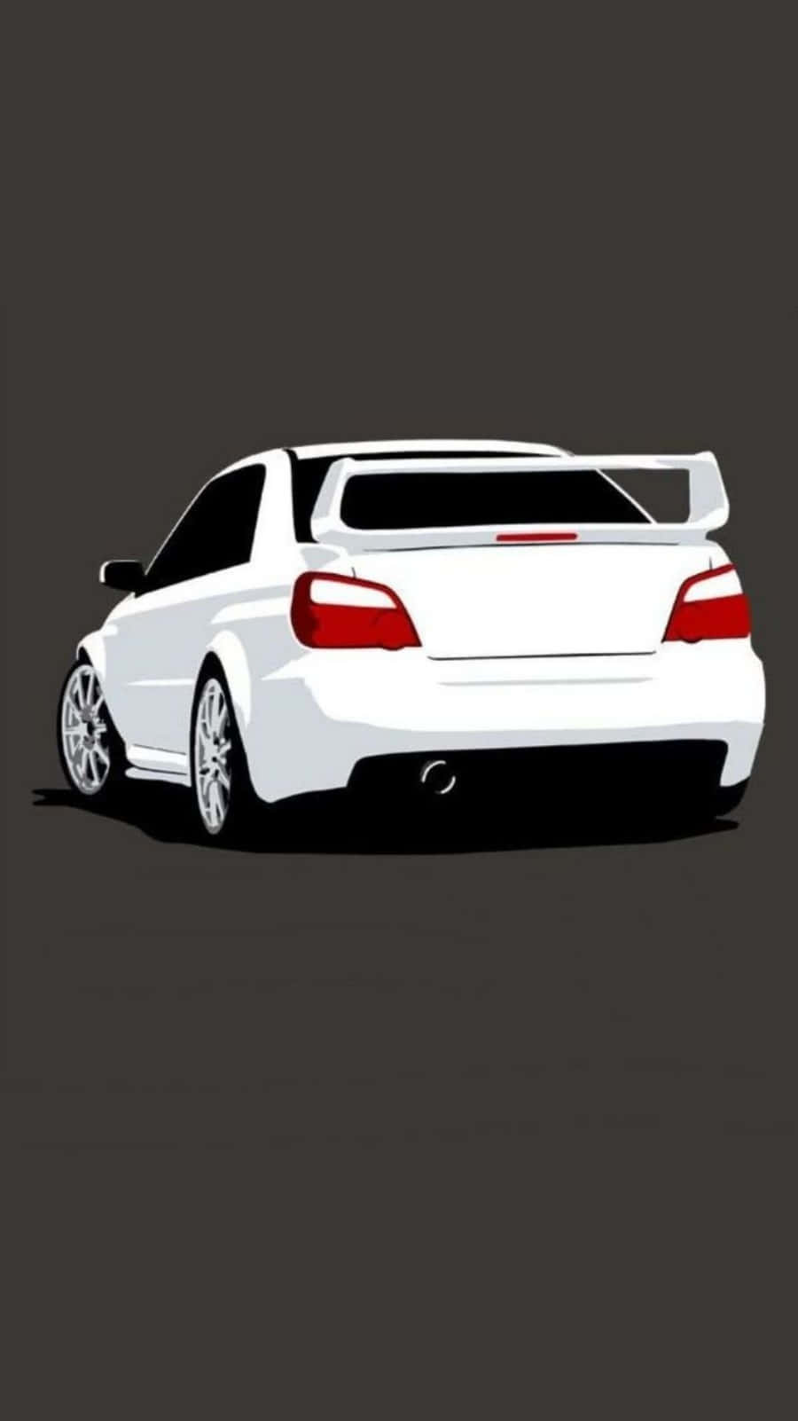 Jdm Art 桌布 壁紙 — 一架流線型白色跑車配備後擾流板和紅色尾燈，在深灰色背景上格外突出。