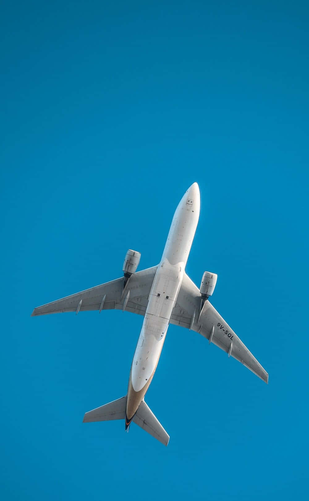 Plane 桌布 壁紙 — 一架白色商用飛機在萬里無雲的蔚藍天空中翱翔。