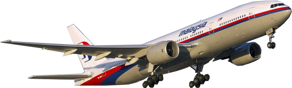 馬來西亞 桌布 壁紙 — 一架馬來西亞航空波音777飛機正在飛行，起落架放下，背景為黑色。