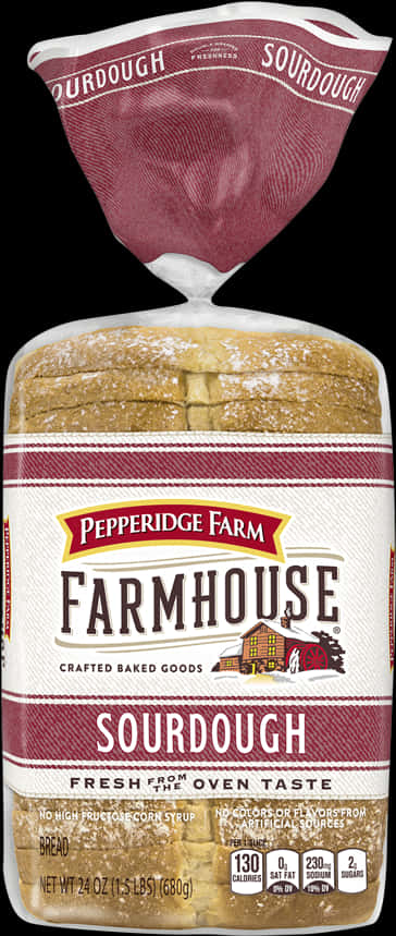 麵包 桌布 壁紙 — 一條Pepperidge Farm Farmhouse Sourdough麵包，帶有品牌包裝，可見切片和營養資訊。