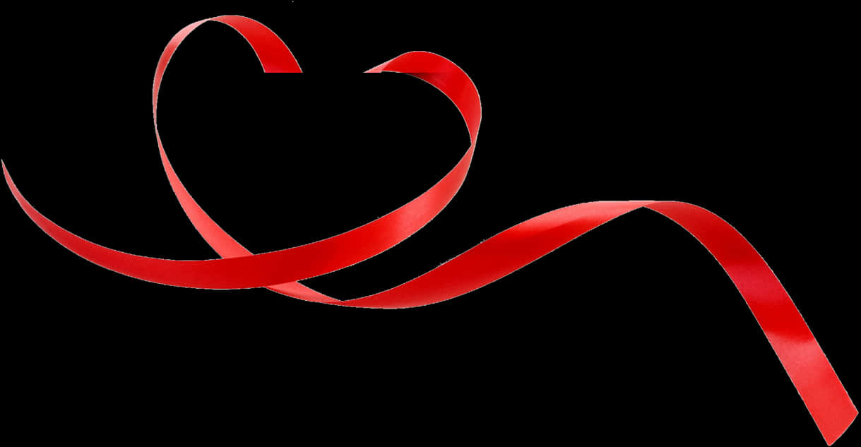 Ribbon Banner 桌布 壁紙 — 一條亮面紅色絲帶在純黑背景上優雅地形成心形。