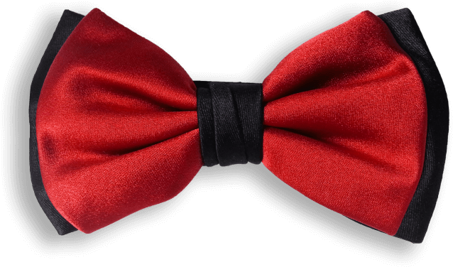 Formal Wear 桌布 壁紙 — 一條亮面紅色蝴蝶結領帶，帶有黑色緞面飾邊，置於純黑色背景上。