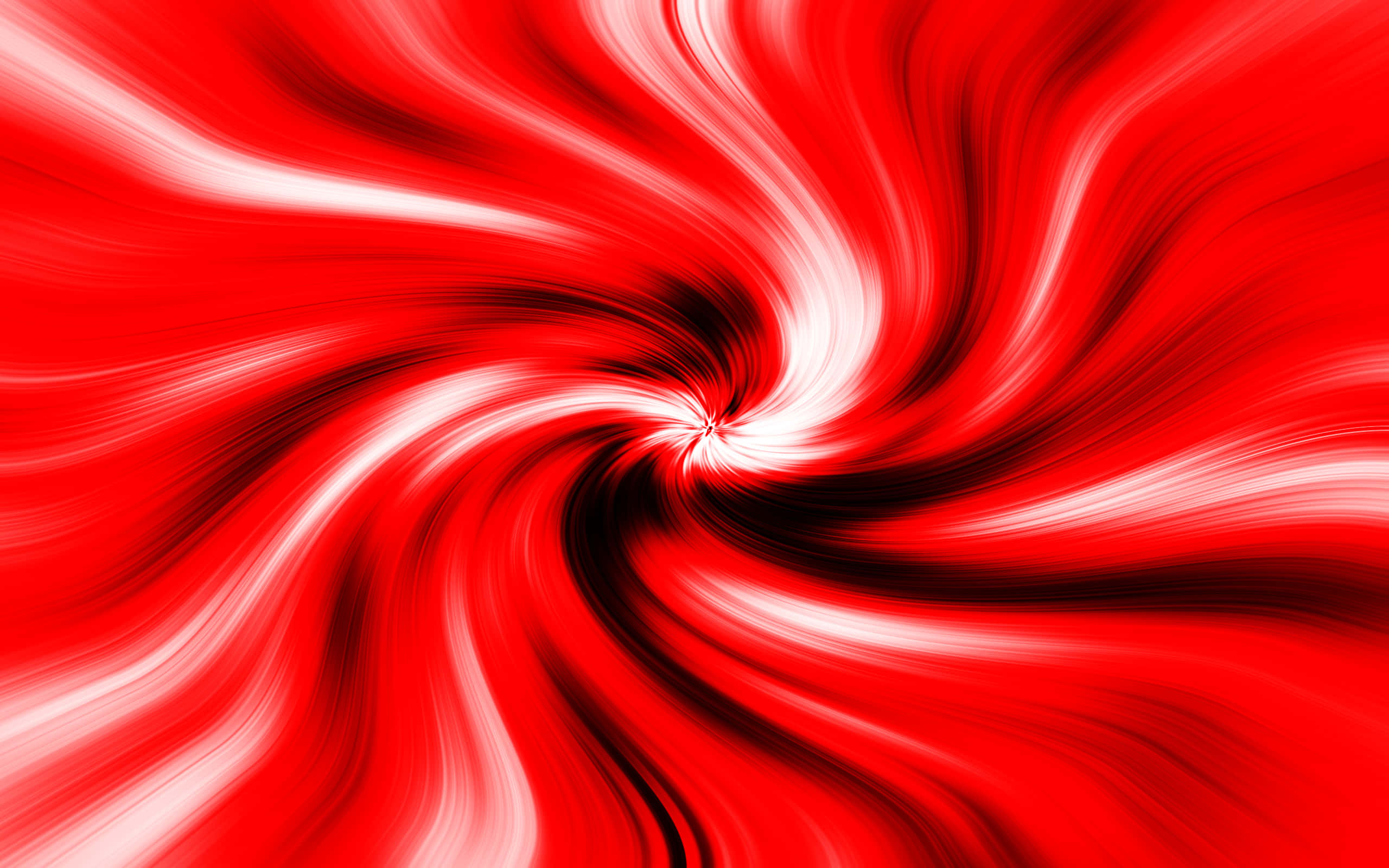 Swirl 桌布 壁紙 — 一條催眠般的螺旋，由鮮豔的紅、白、黑色條紋匯聚到明亮的中心。