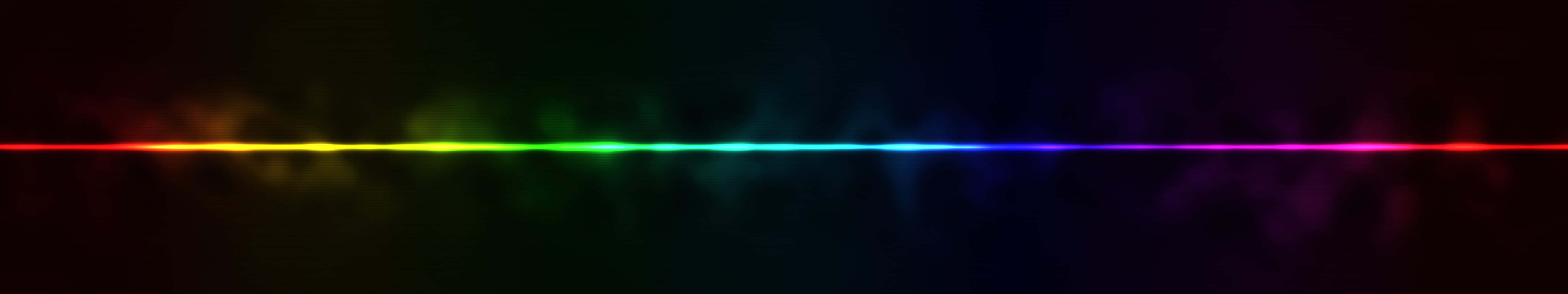 Linear 桌布 壁紙 — 一條充滿活力的彩虹光束水平延伸穿過帶有柔和發光邊緣的深色漸變背景。