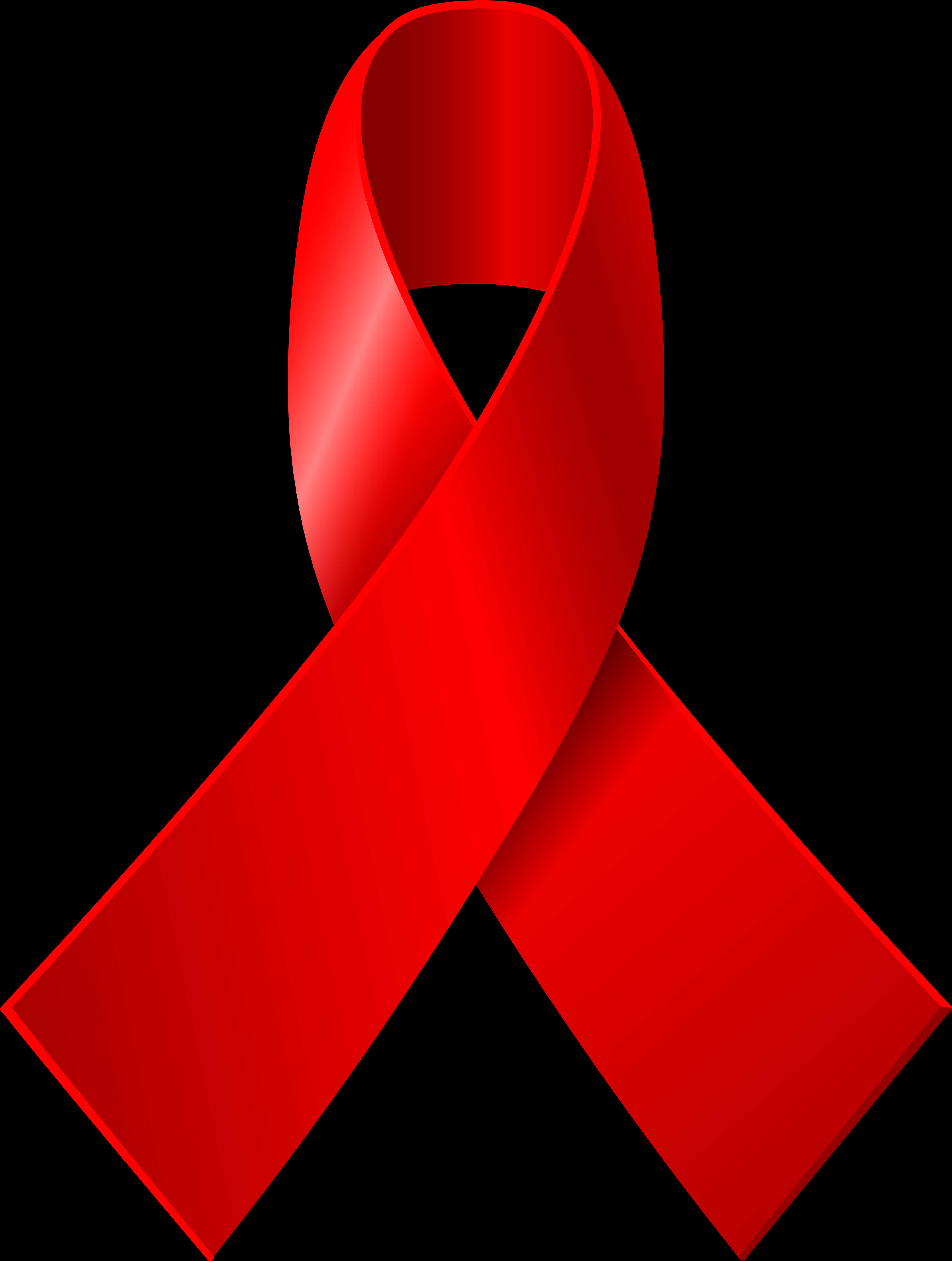 Red Ribbon 桌布 壁紙 — 一條光滑的紅色認知絲帶在純黑色背景上顯得格外突出。