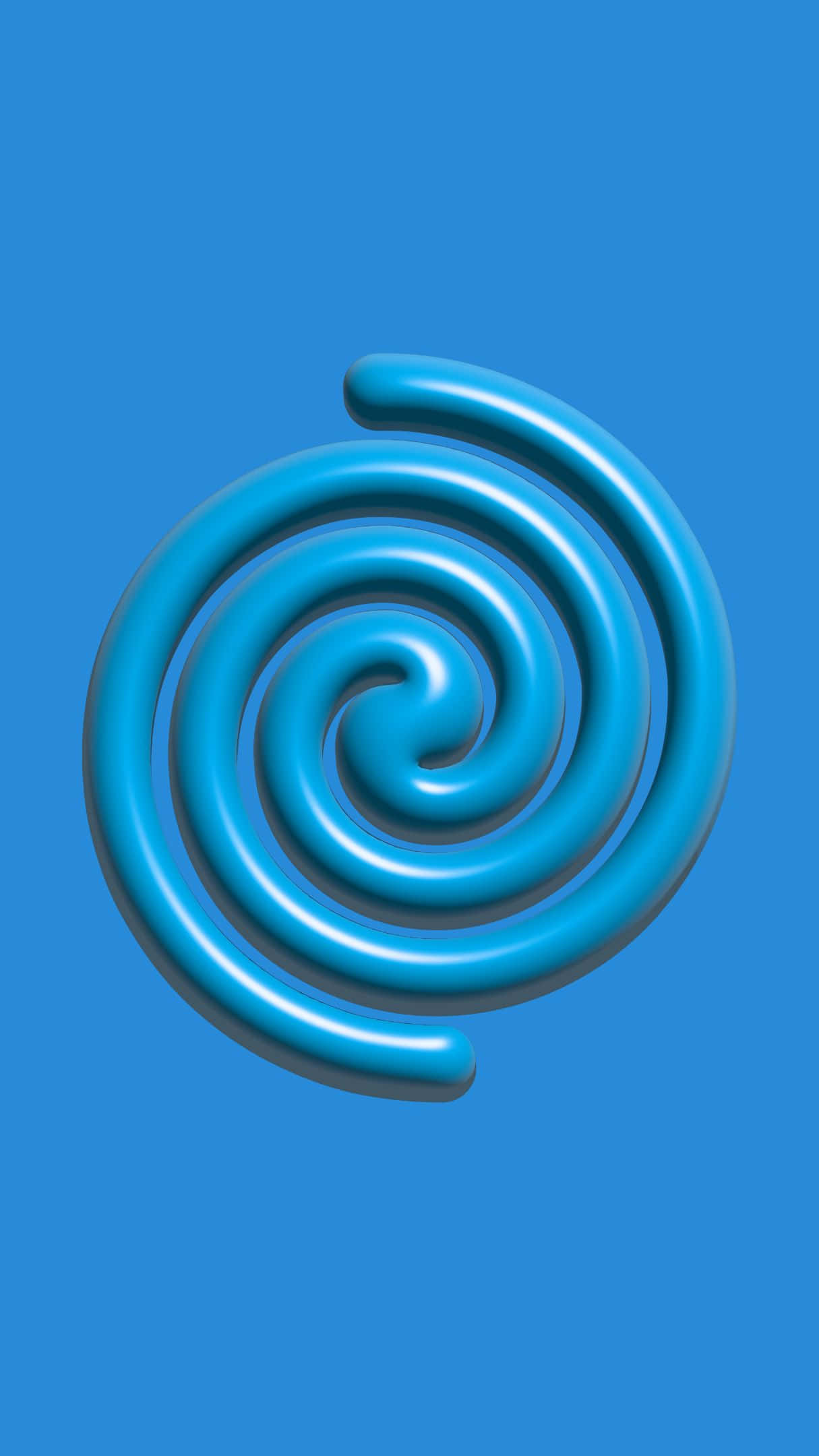 Blue Swirl 桌布 壁紙 — 一條光滑的藍色螺旋管向內扭曲，在純藍色背景上營造出催眠般的3D效果。