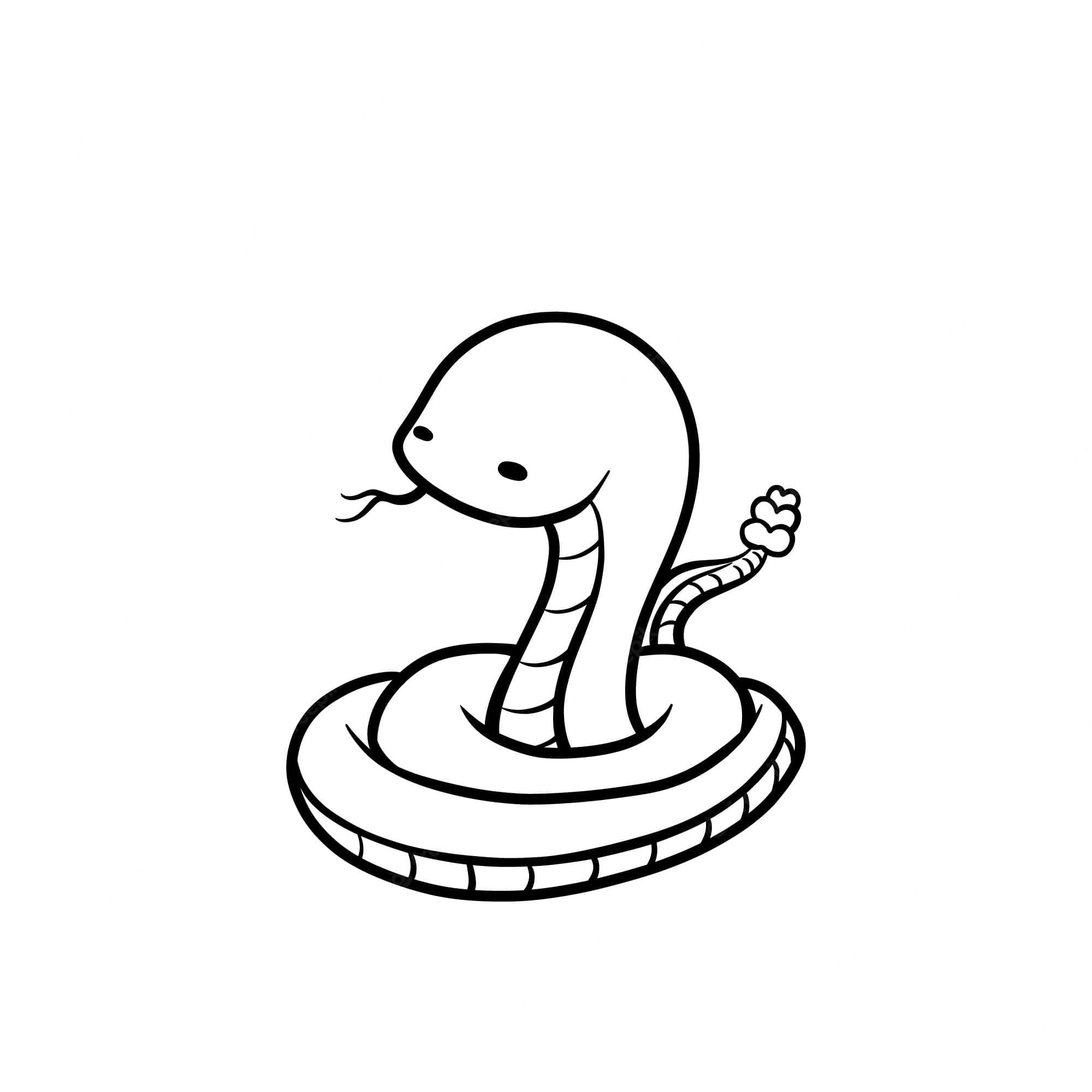 snakes 桌布 壁紙 — 一條可愛的卡通蛇盤成一個圓圈，尾巴呈心形，表情友善。