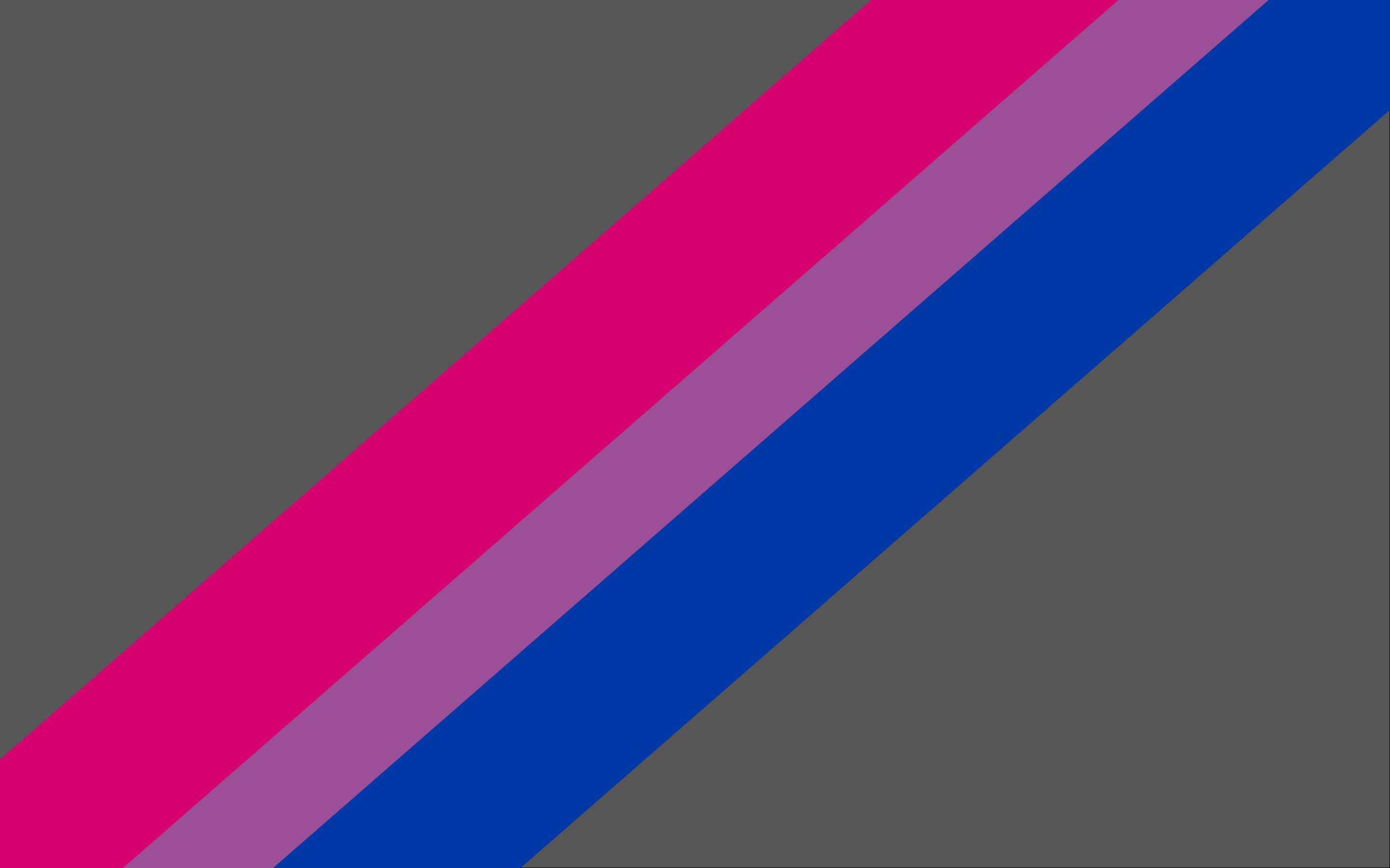 Bisexual Aesthetic 桌布 壁紙 — 一條大膽的對角線條，由洋紅、薰衣草紫和藍色組成，劃過深灰色背景。