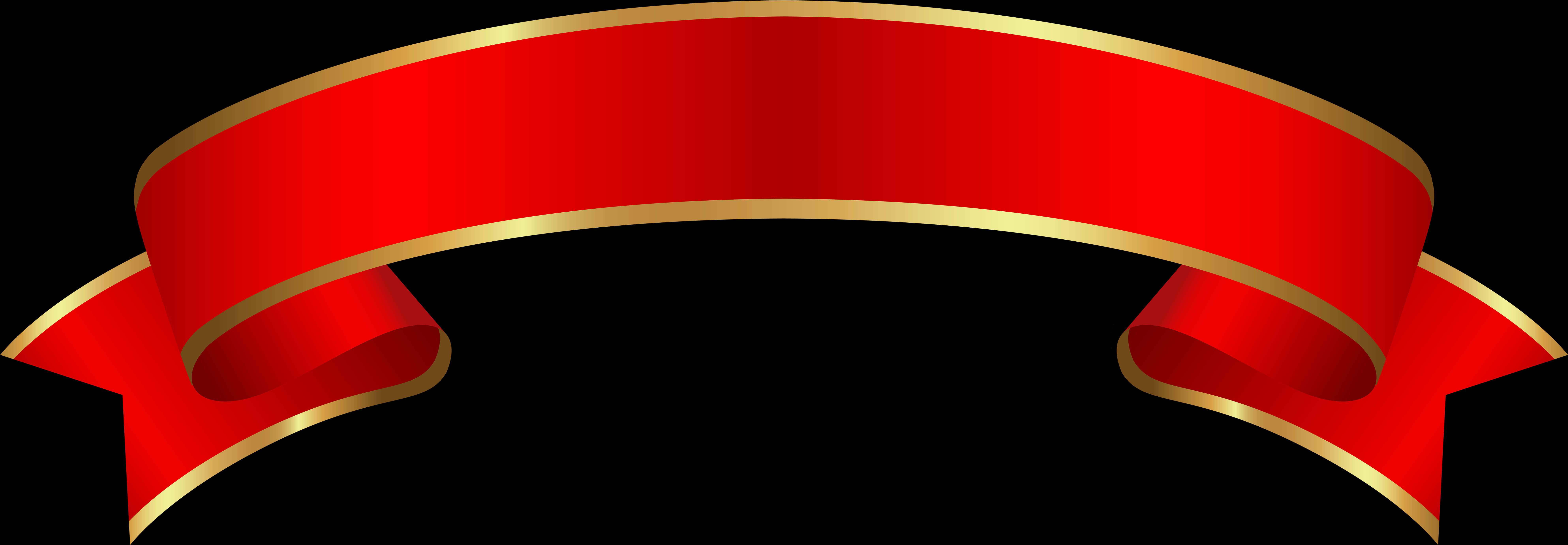Ribbon Banner 桌布 壁紙 — 一條帶有金色邊飾的光澤紅色絲帶在純黑背景上優雅彎曲。