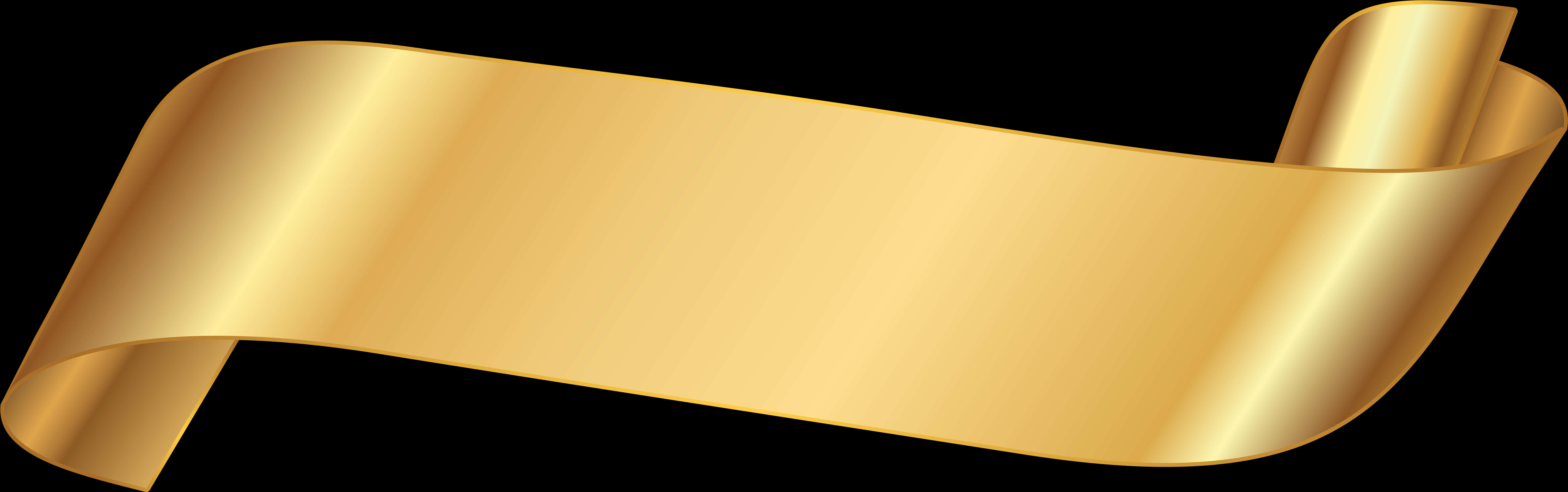 Banner Ribbon 桌布 壁紙 — 一條時尚的金色絲帶在純黑背景上優雅地彎曲，捕捉金屬光澤。