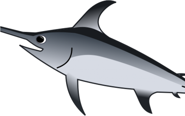 Swordfish 桌布 壁紙 — 一條時尚的銀色馬林魚在純黑色背景上優雅地游動，帶有平滑的漸變陰影。
