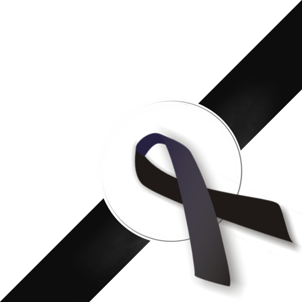Ribbon Banner 桌布 壁紙 — 一條時尚的黑色絲帶優雅地垂在白色圓形按鈕上，背景為純黑色。