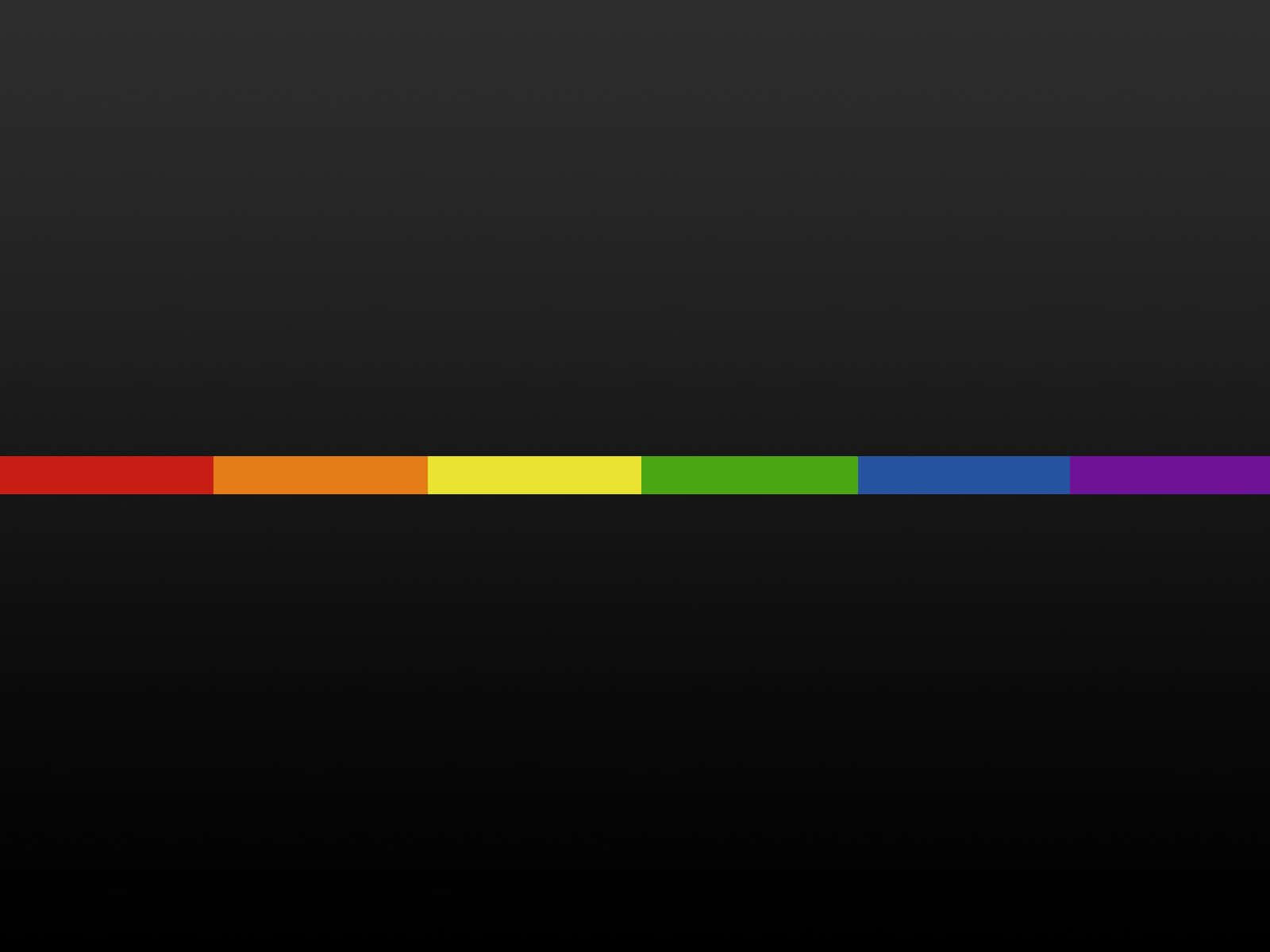 LGBT 桌布 壁紙 — 一條水平彩虹色條，包含六種不同色調，置於純黑色背景上。