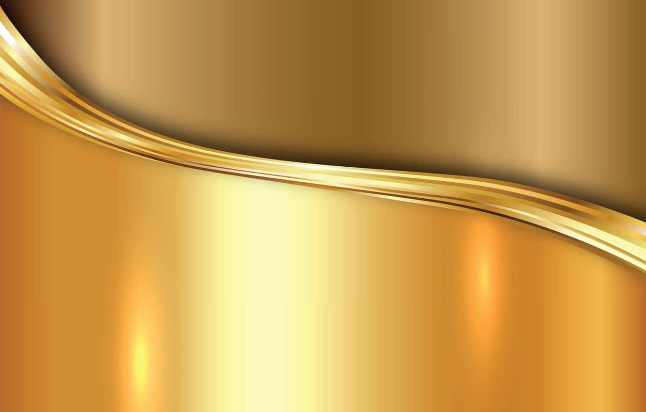 Yellow Gradient 桌布 壁紙 — 一條流動的金色絲帶在帶有柔和高光和陰影的漸變金色背景上優雅地彎曲。