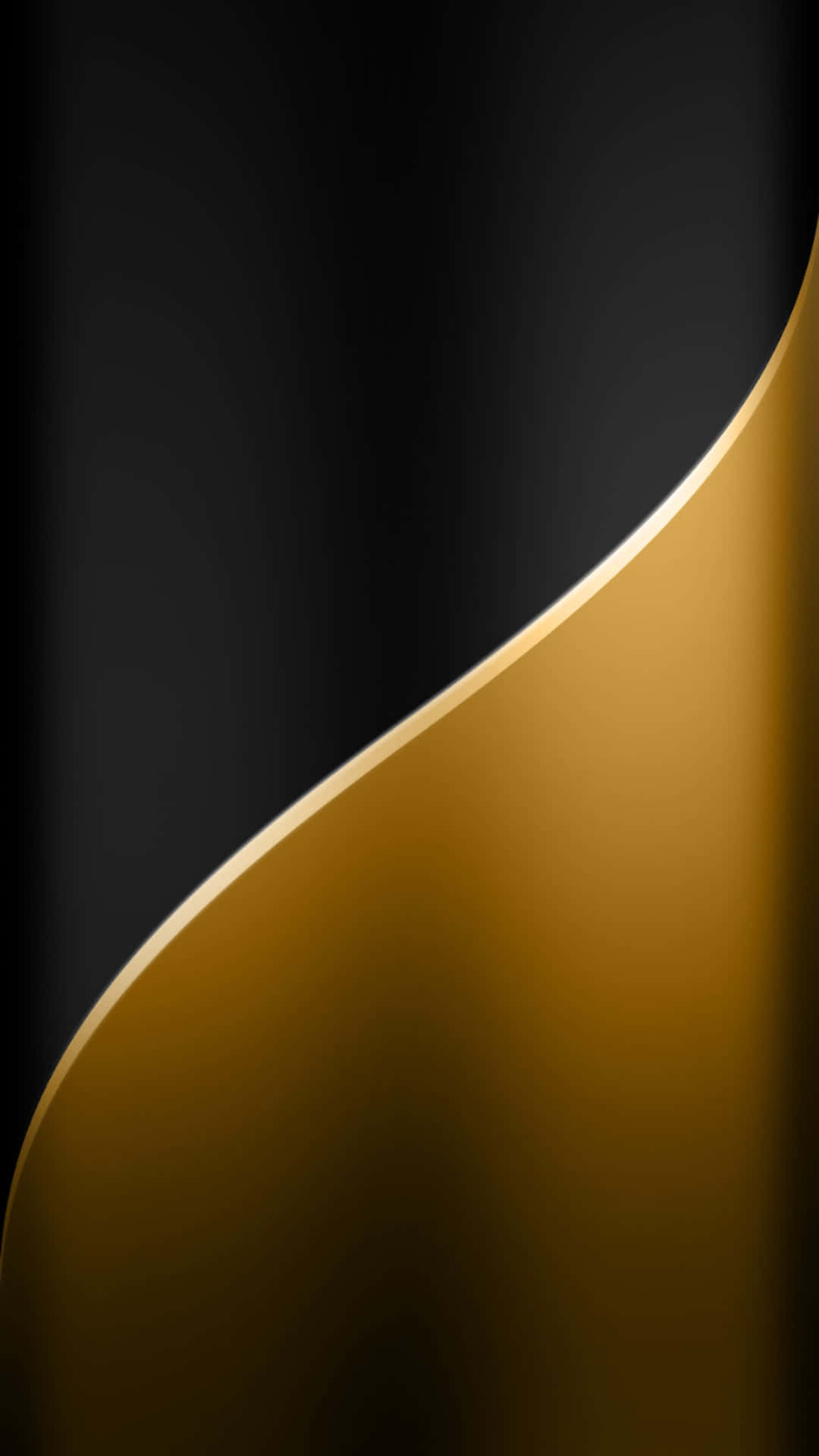 Elegant Black And Gold 桌布 壁紙 — 一條流暢的金色曲線在深黑色背景上劃過，營造出奢華的抽象對比。