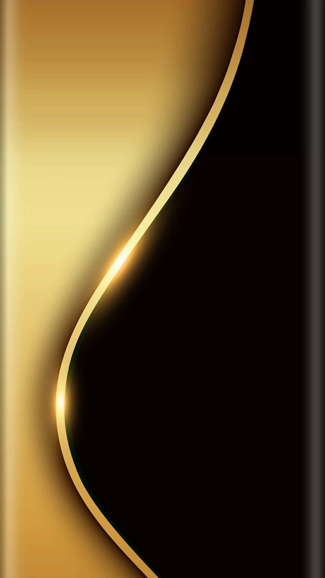 Elegant Black And Gold 桌布 壁紙 — 一條流暢的金色曲線在深黑色背景上發光，營造出奢華的抽象設計。