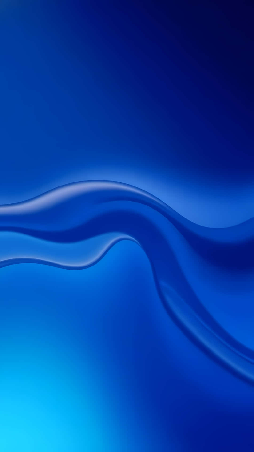 Abstract Smooth Blue Liquid and Silk Waves 壁紙 — 一條深藍色布料的光滑流動絲帶在漸變藍色背景上優雅地彎曲。