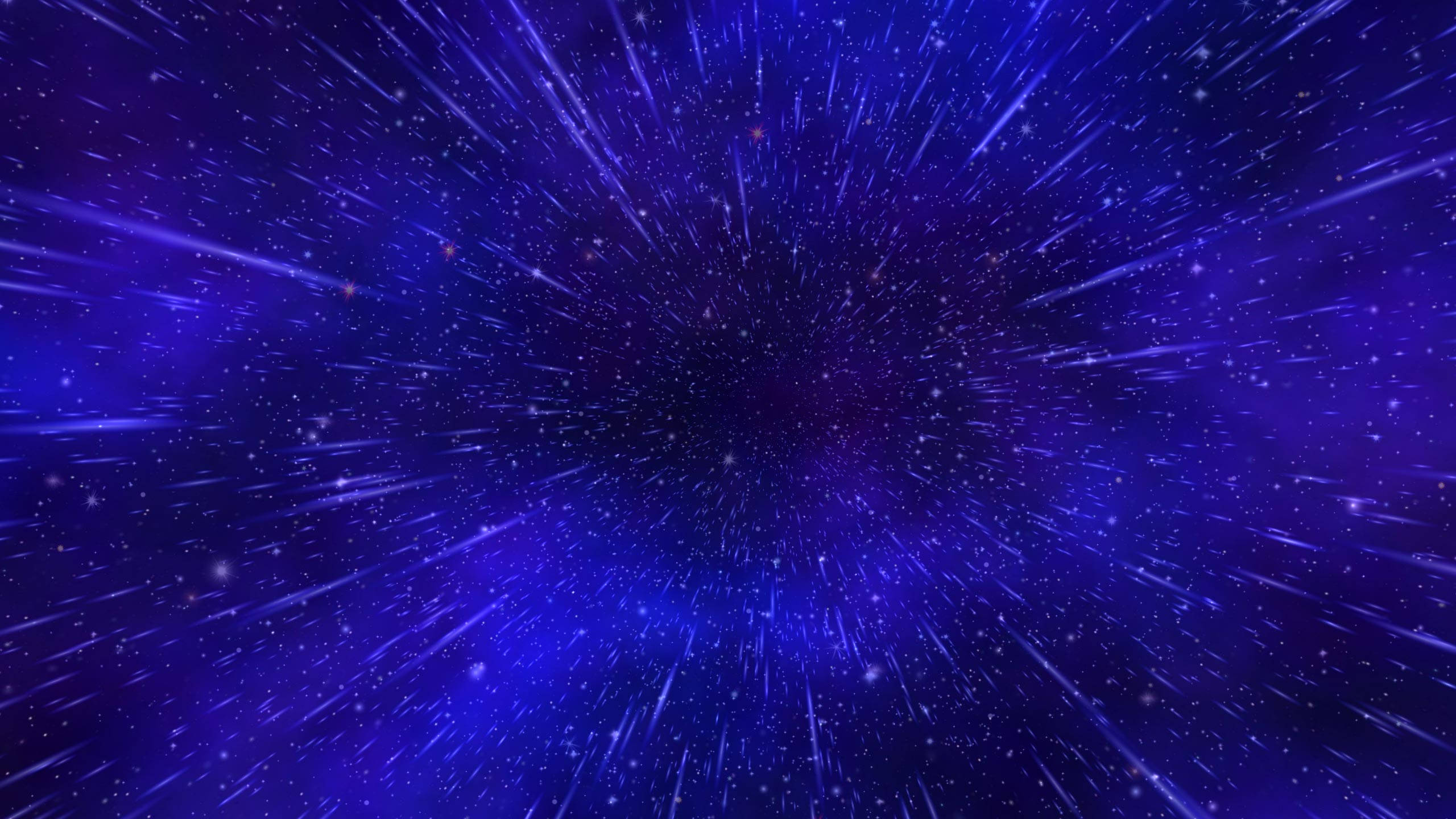 動態圖 桌布 壁紙 — 一條由璀璨藍星組成的宇宙隧道，在深空旅程中向黑暗中心延伸。