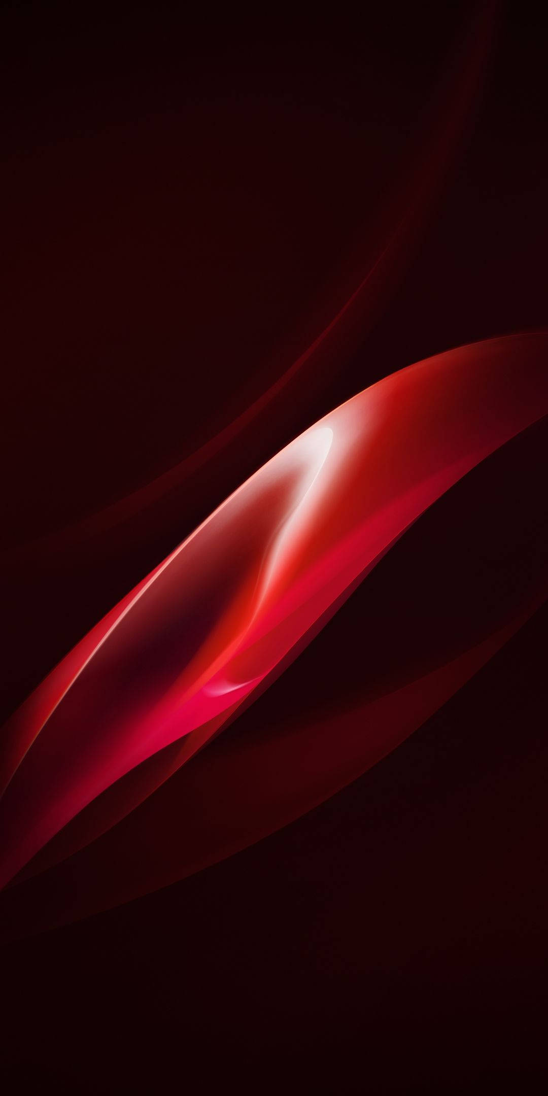 realme 壁紙 桌布 壁紙 — 一條發光的深紅色絲帶在深黑色背景上優雅地彎曲，帶有柔和的光線反射。