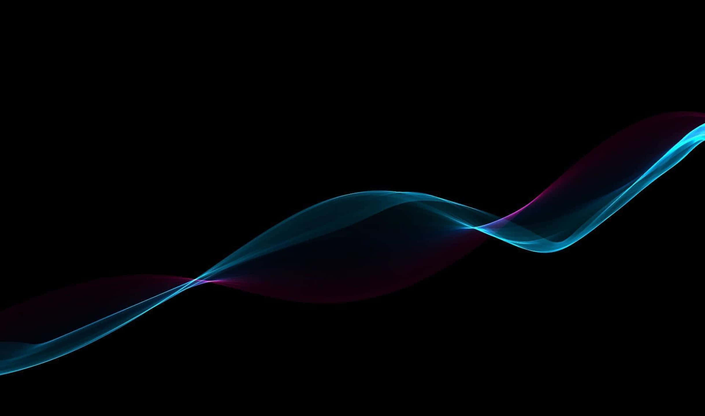 waves 桌布 壁紙 — 一條發光的藍色和紫色光帶優雅地彎曲穿過深邃的黑色虛空。
