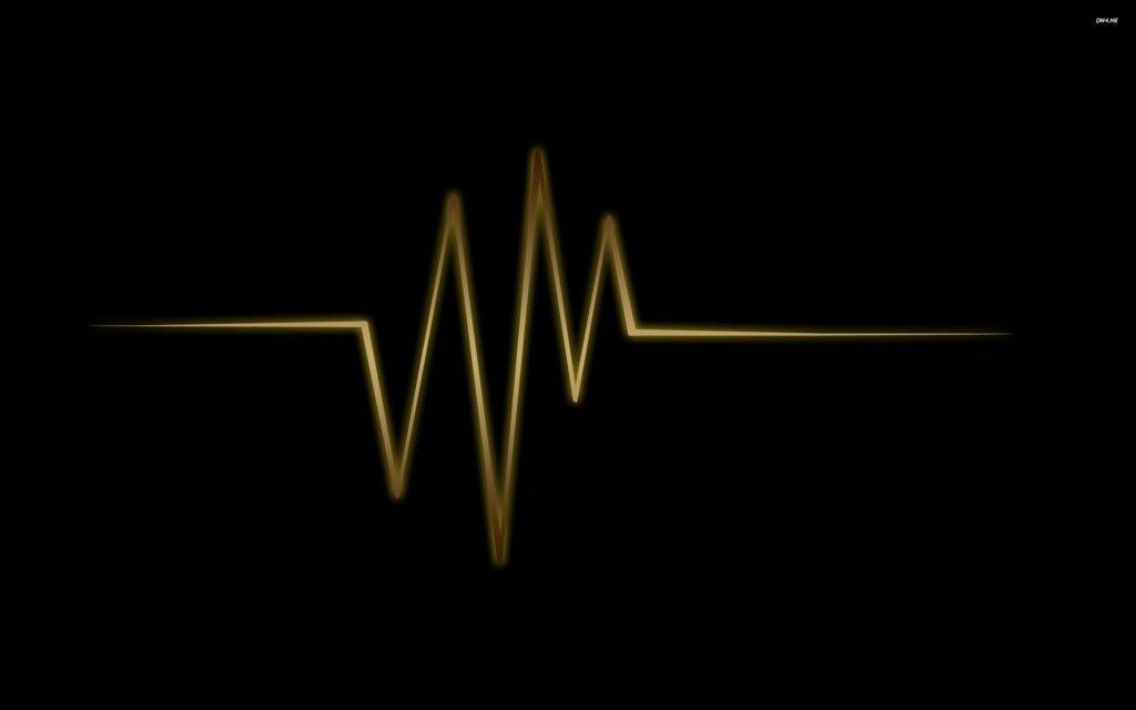 Heartbeat 桌布 壁紙 — 一條發光的金色心跳線在漆黑背景上脈動，就像一條數位生命線。