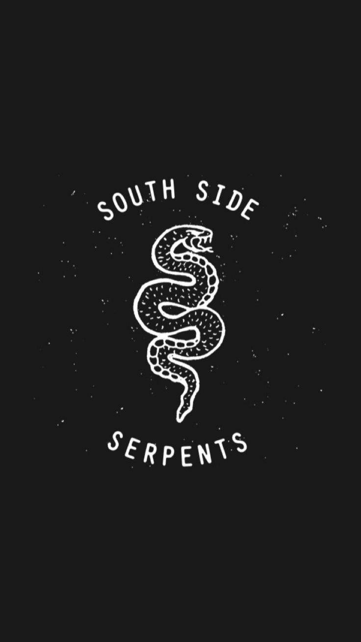 Riverdale 桌布 壁紙 — 一條白色插圖蛇盤繞在黑色背景中央，上下有「SOUTH SIDE SERPENTS」文字。