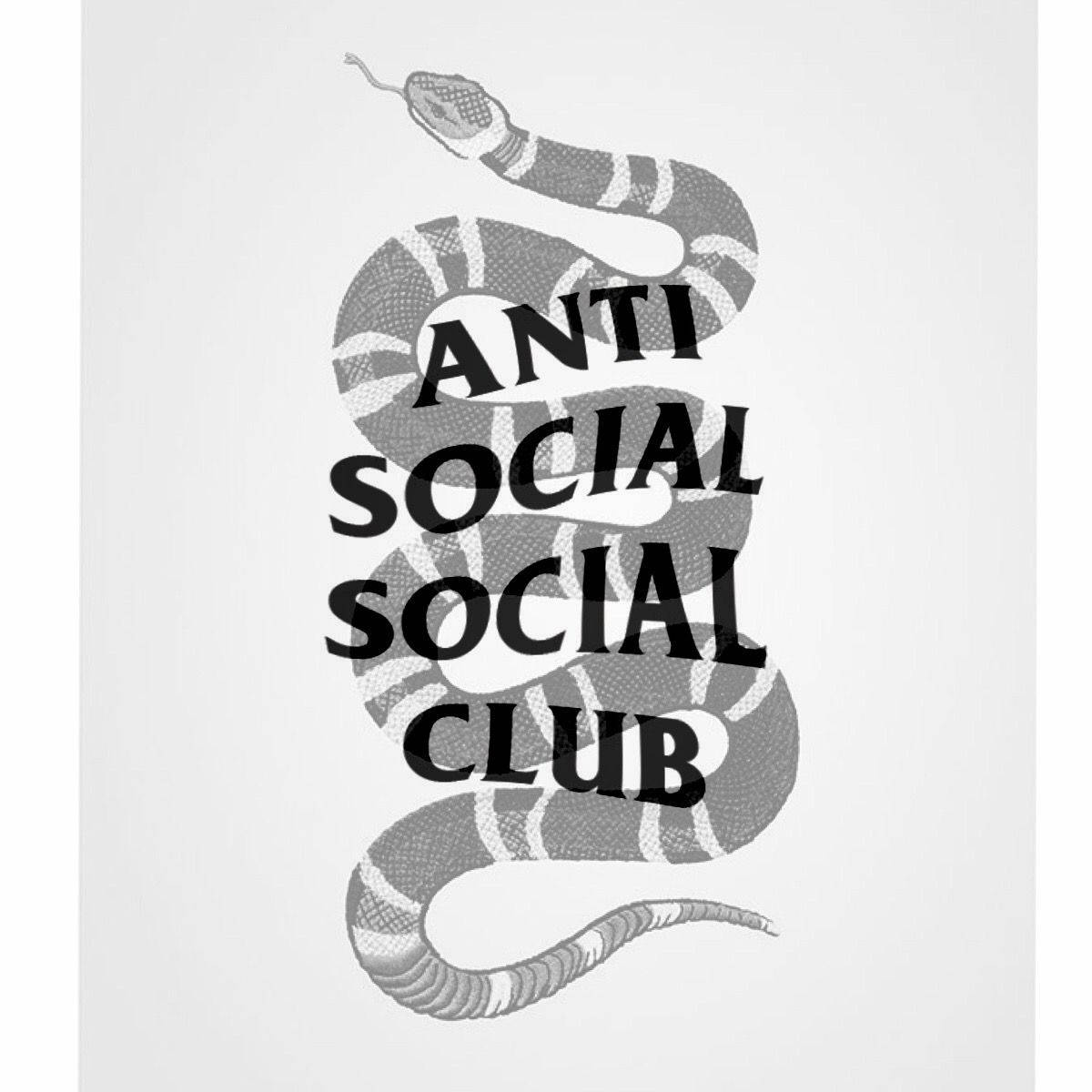 club 桌布 壁紙 — 一條盤繞的蛇的單色插圖，粗體文字「ANTI SOCIAL SOCIAL CLUB」編織在其身體中。