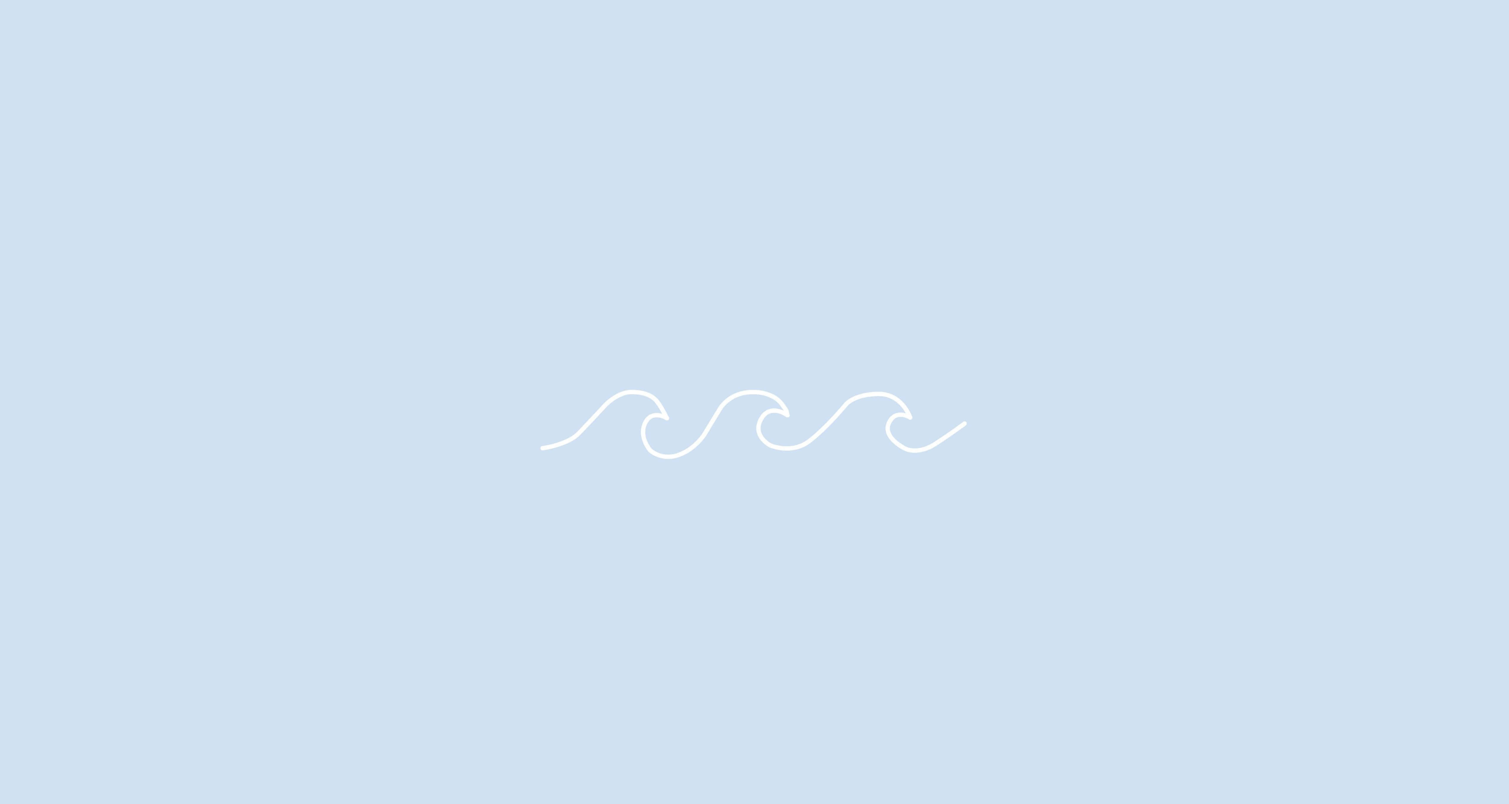 waves 桌布 壁紙 — 一條簡約的白色波浪線裝飾著柔和的粉藍色背景。