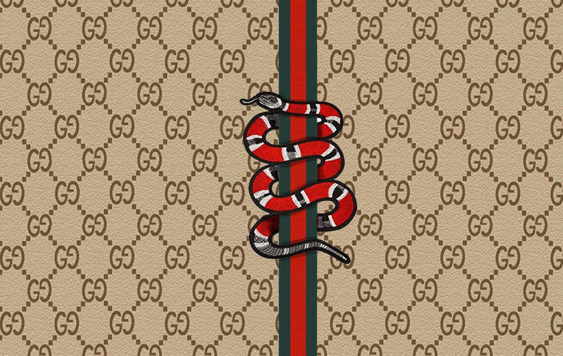 Gucci標誌蛇在字母組合背景上帶紅綠條紋 — Gucci GIF 壁紙