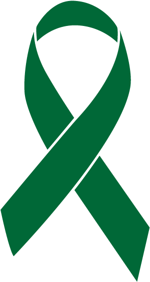 cancer 桌布 壁紙 — 一條純深綠色的關注絲帶在純黑色背景上突出顯眼。