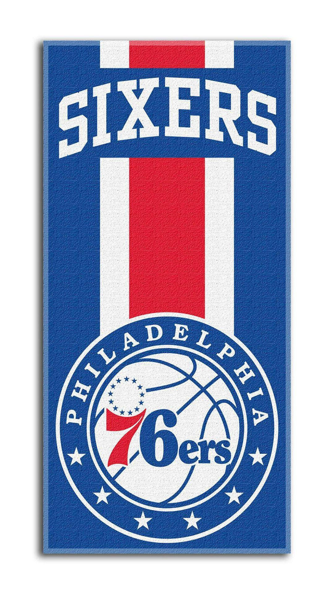 NBA 桌布 壁紙 — 一條藍色毛巾，帶有白色和紅色條紋，印有「SIXERS」字樣和費城76人籃球標誌。