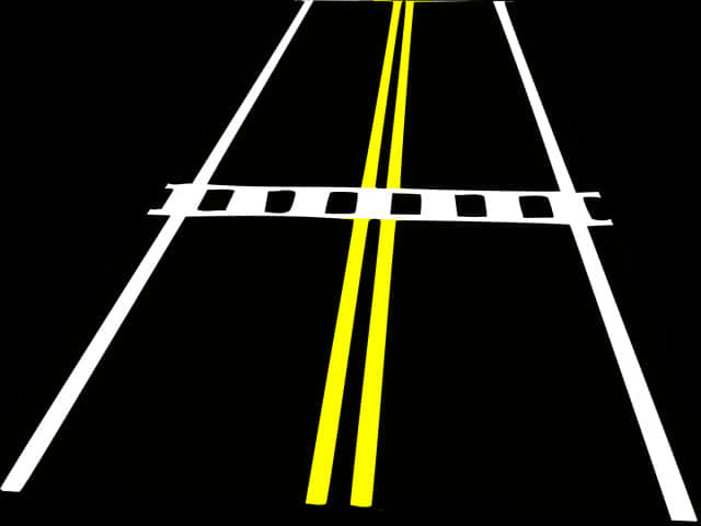 Road 桌布 壁紙 — 一條道路的清晰俯視圖，帶有黃色中心線和白色車道標記，背景為黑色。