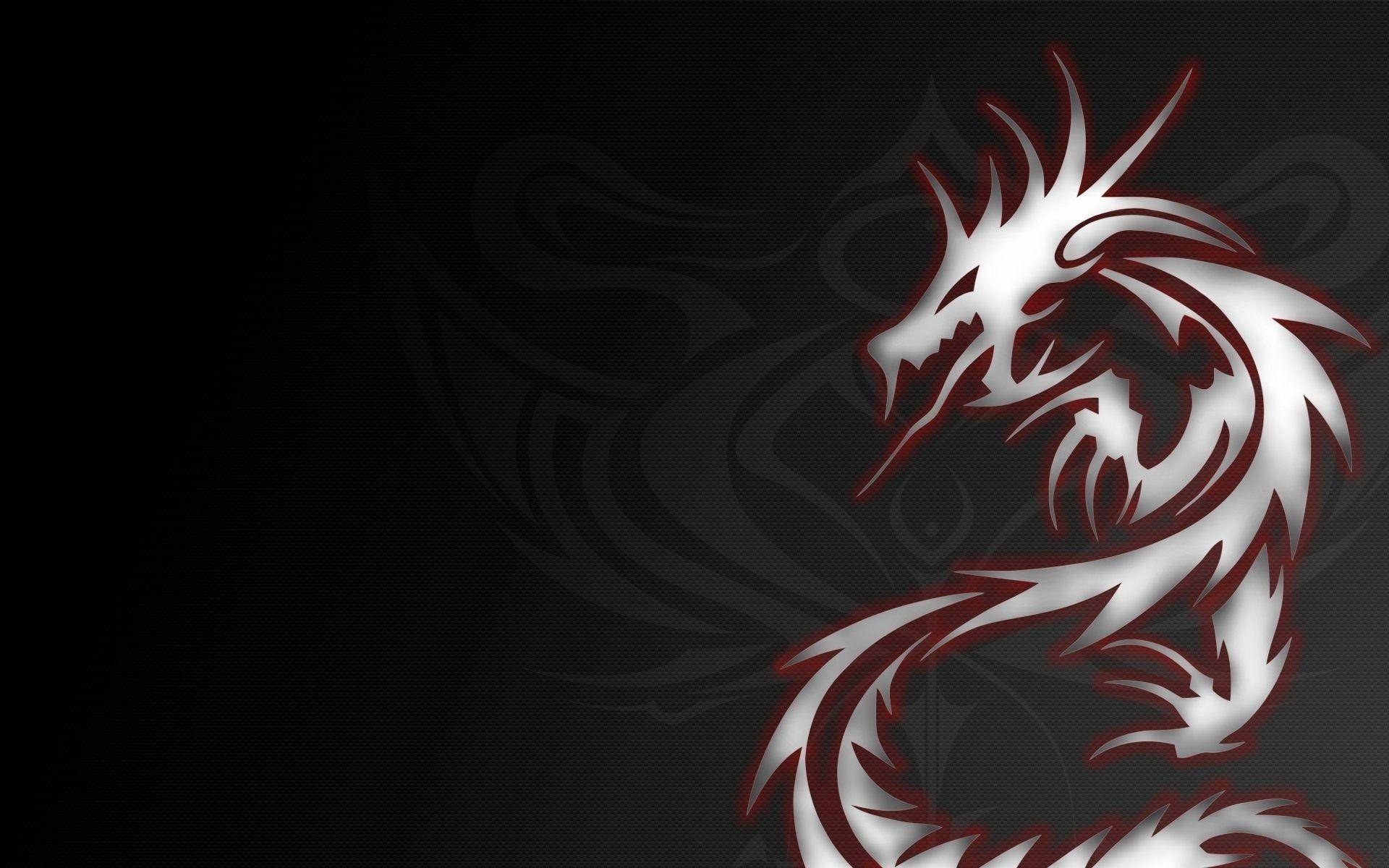 Cool Dragon 桌布 壁紙 — 一條風格化的銀色和紅色龍，帶有尖銳的脊刺，在深色紋理背景上動態盤繞。