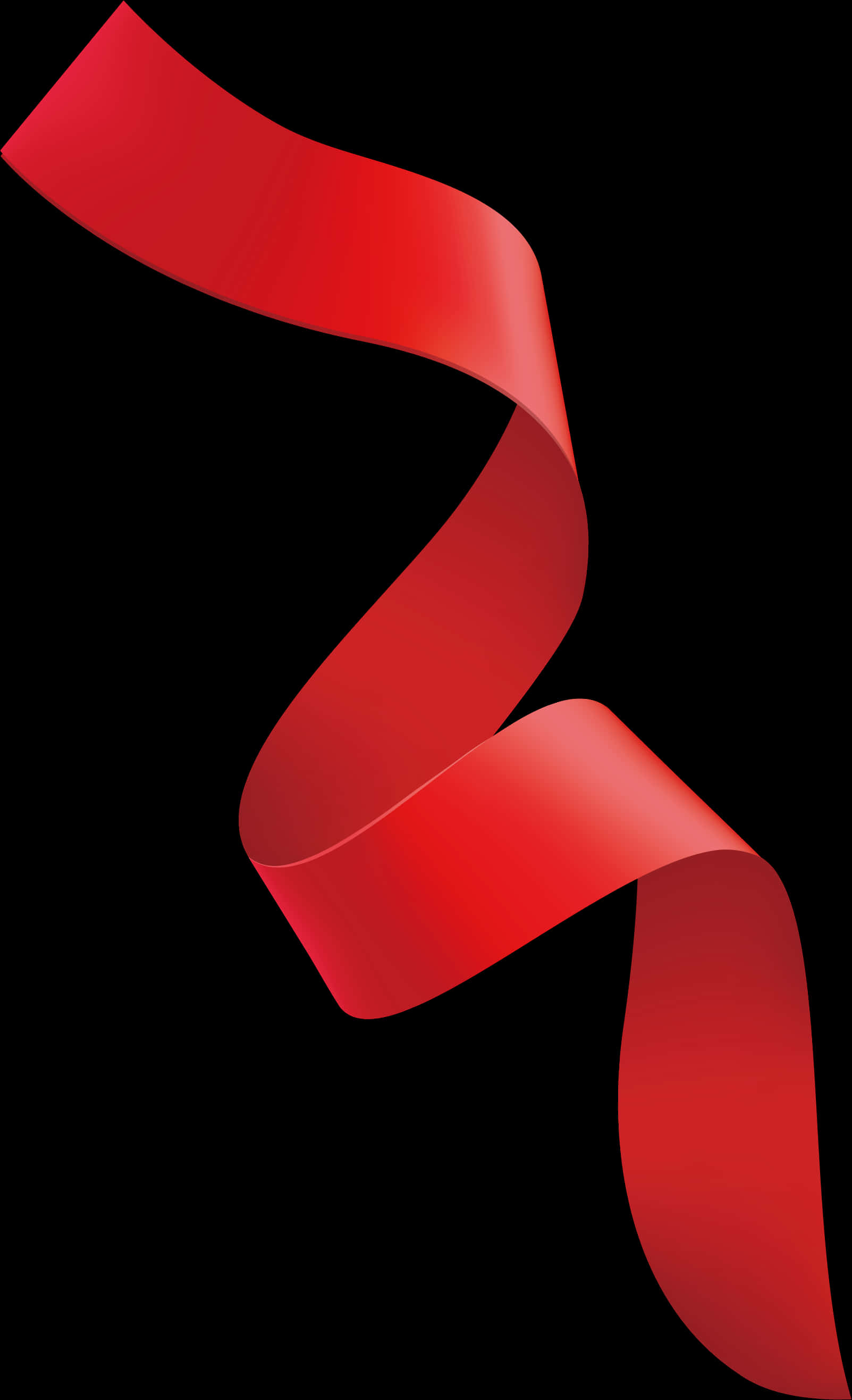 Red Ribbon 桌布 壁紙 — 一條鮮紅色的絲帶在純黑色背景上優雅地飄動，營造出大膽的極簡對比。