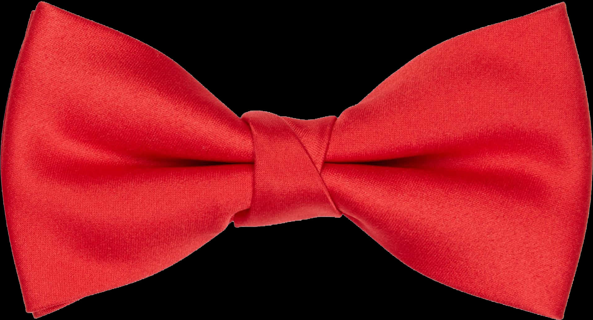Red Ribbon 桌布 壁紙 — 一條鮮紅色緞面領結，帶有平滑褶皺和微妙光澤，襯托在純黑背景上。