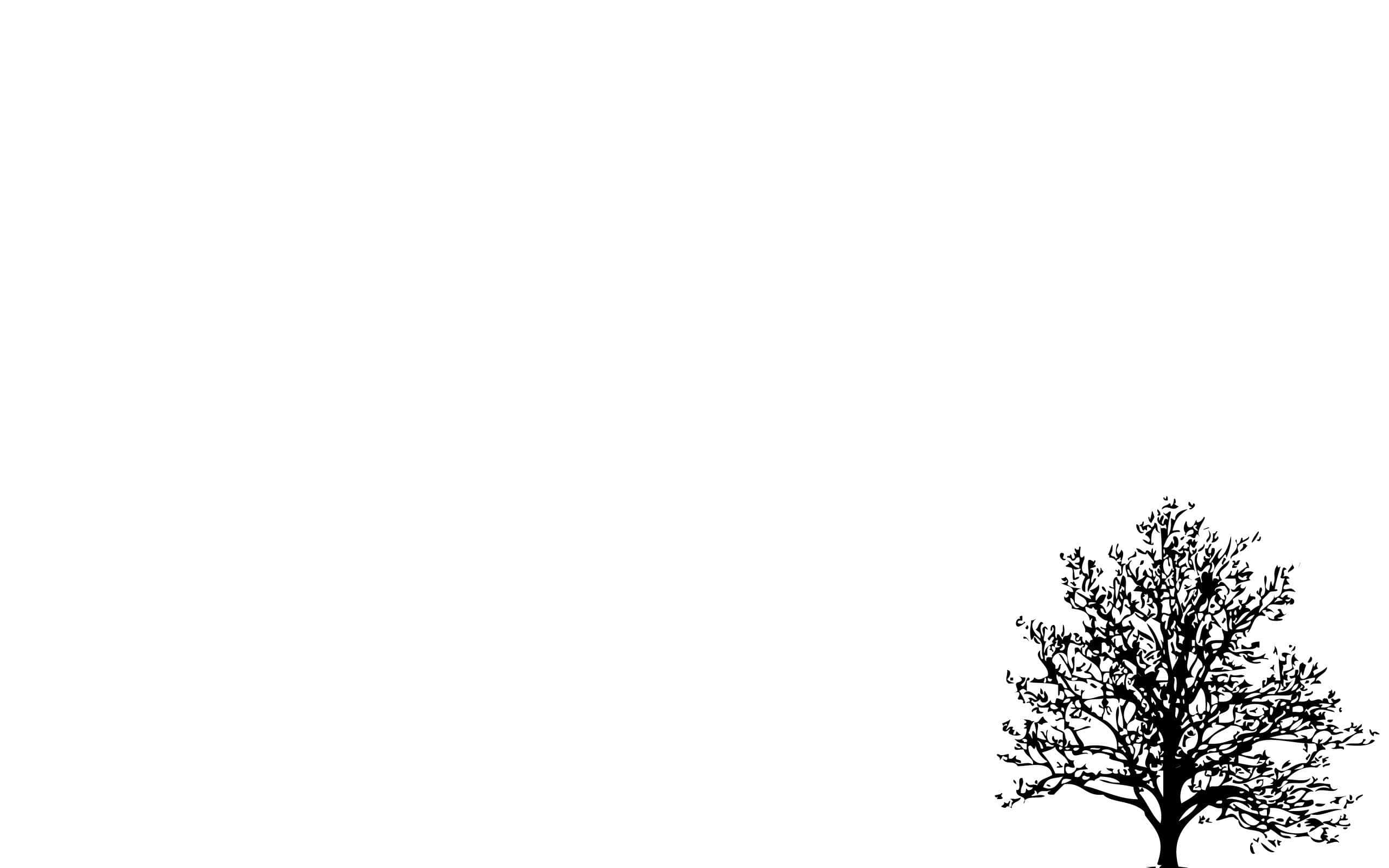 Simple White 桌布 壁紙 — 一棵無葉樹的鮮明黑色剪影，孤獨地立在純白色背景前。
