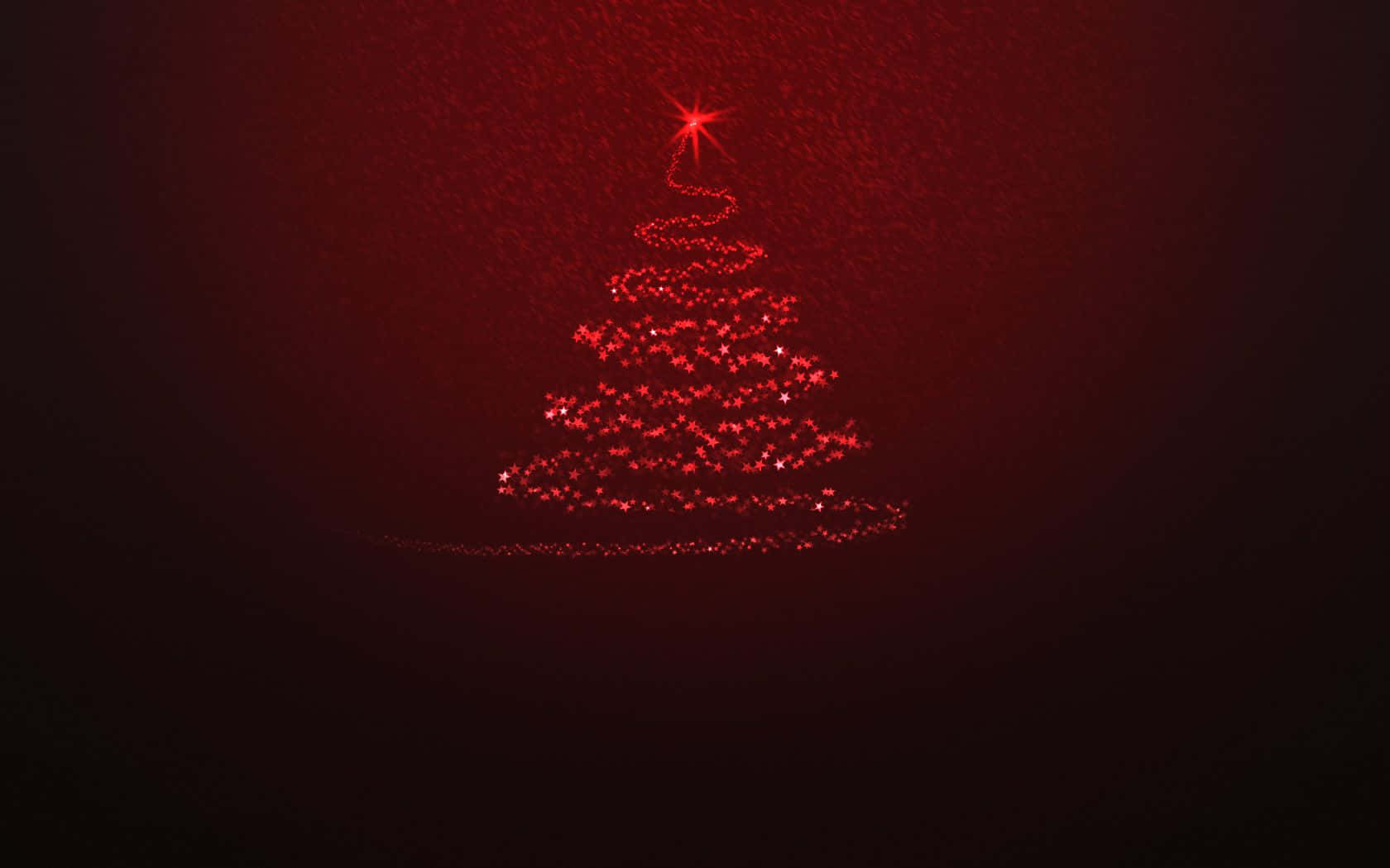 xmas 桌布 壁紙 — 一棵由閃爍粒子組成的發光紅色聖誕樹，頂部有一顆明亮的星星，背景為深紅色漸變。