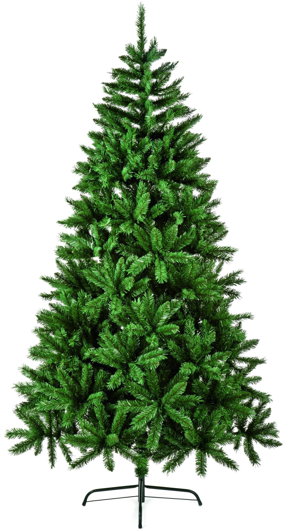 Artificial Christmas Tree 桌布 壁紙 — 一棵茂密的綠色冷杉樹上灑滿了白色的雪花，高高地立在銀色支架上，背景是純黑色。