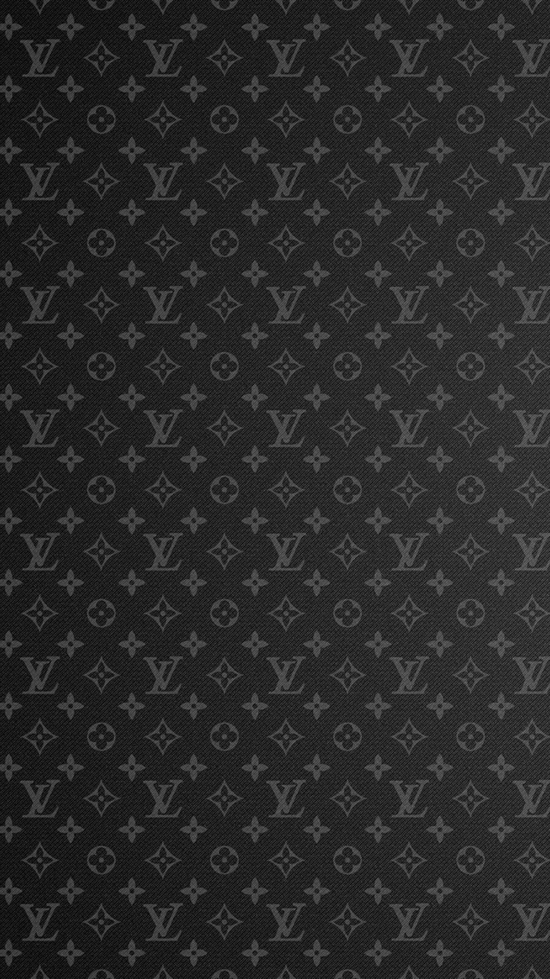 黑色紋理壁紙，重複呈現路易威登的字母組合圖案。 — 路易威登 GIF 壁紙
